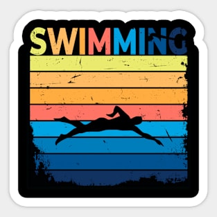 Swimming Vintage Sticker